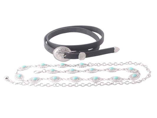 Two-Piece Set: Black Western + Silver Concho