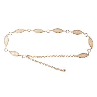 Gold Accented Pearl Princess Chain Belt
