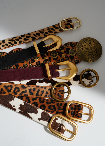 Plus Sized Leopard Print Calf Hair Leather Belt