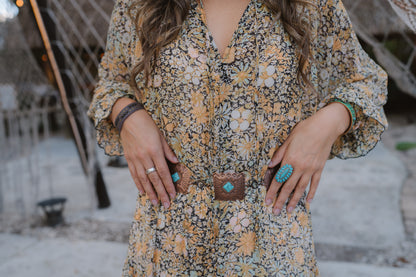 Turquoise Square Concho Chain Belt - Ships September 29th