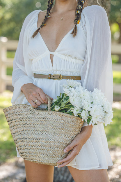 5035 - Basic Skinny Equestrian Buckle Leather Belt - Wholesale Belt - Most Wanted USA