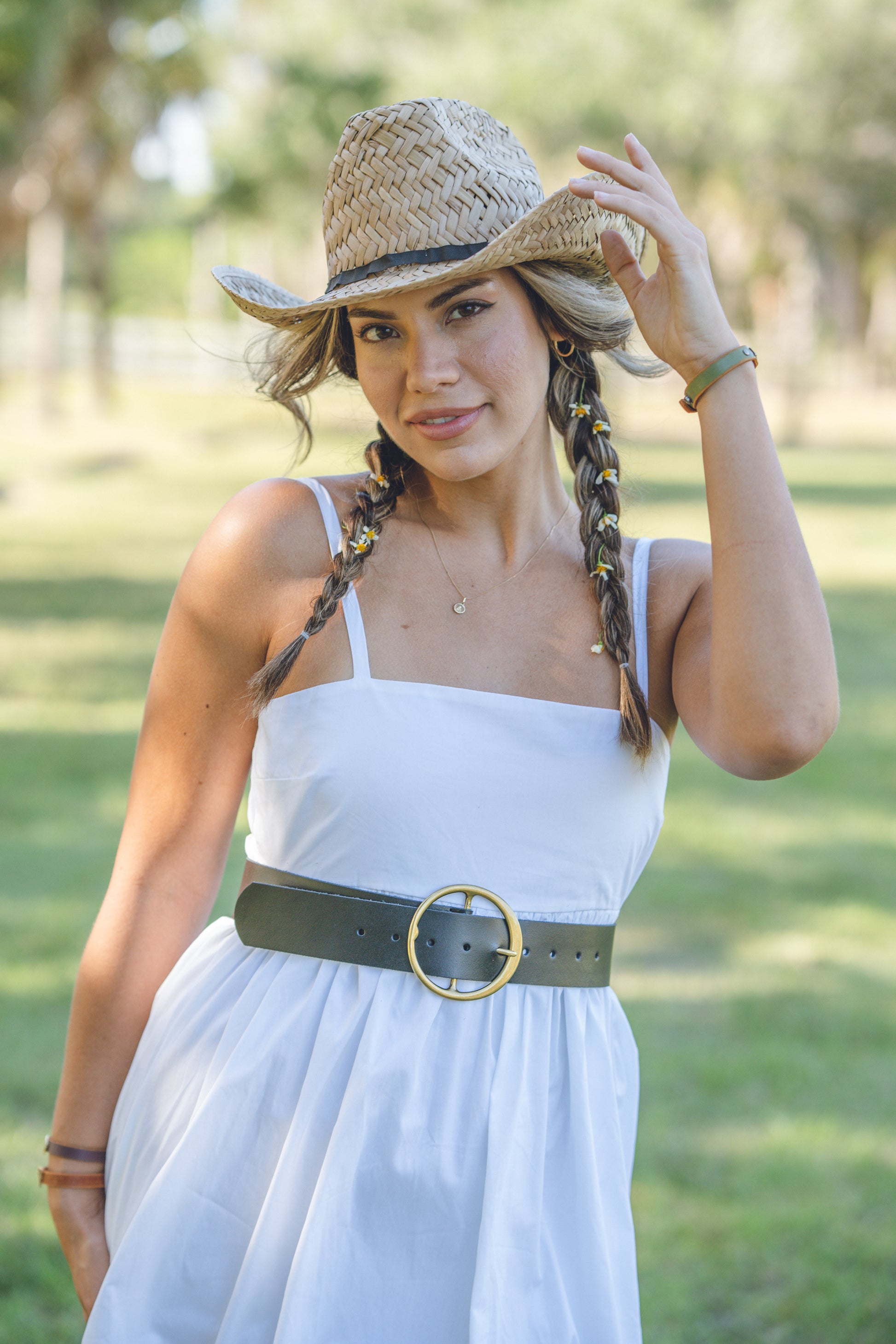 5077 - Classic Wide Genuine Leather Round Buckle Belt - Wholesale Belt - Most Wanted USA