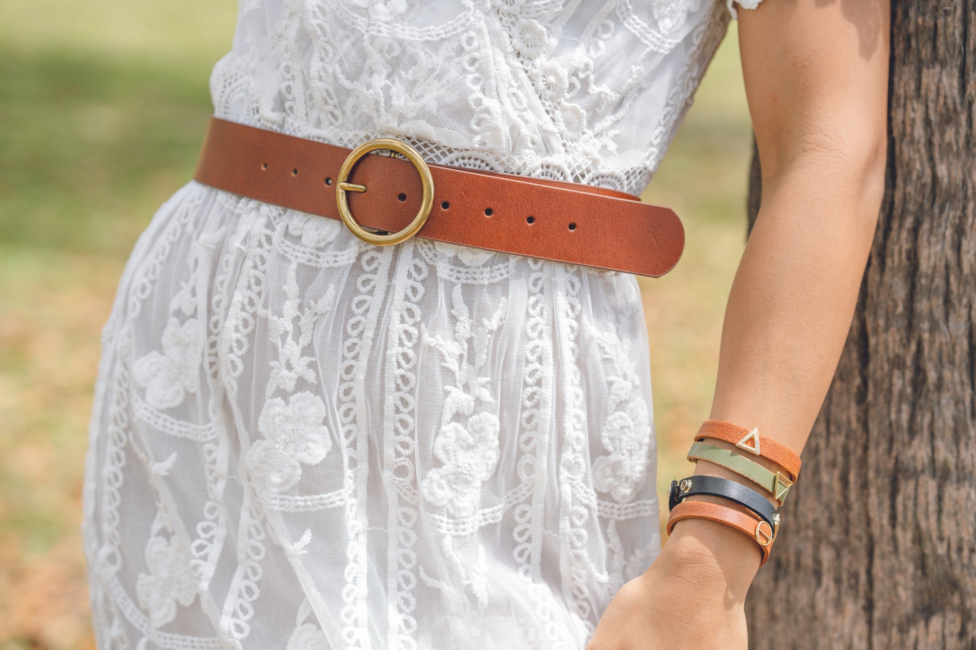 5032 - Wide Brass-Toned Ring Buckle Leather Belt - Wholesale Belt - Most Wanted USA