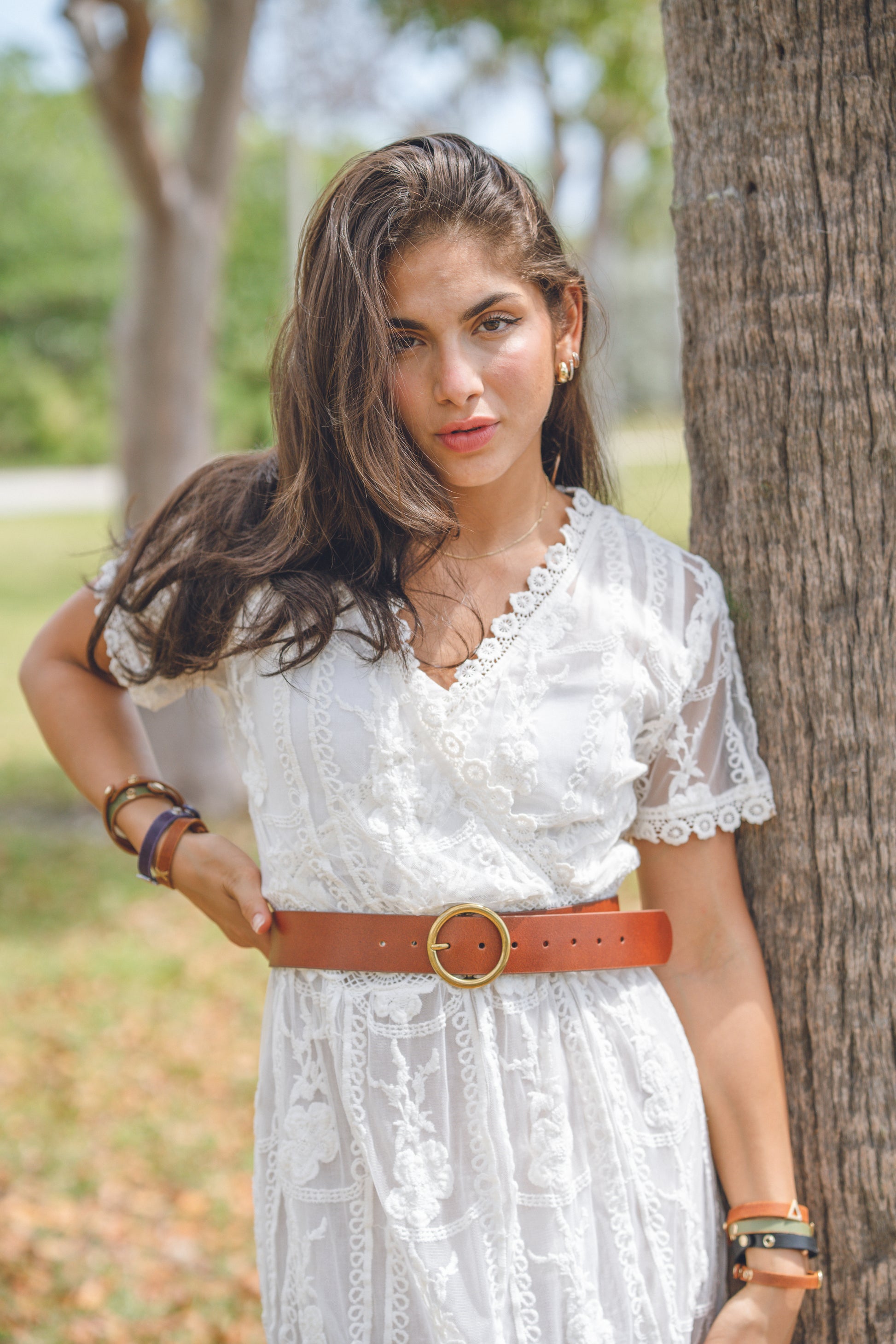 5032 - Wide Brass-Toned Ring Buckle Leather Belt - Wholesale Belt - Most Wanted USA