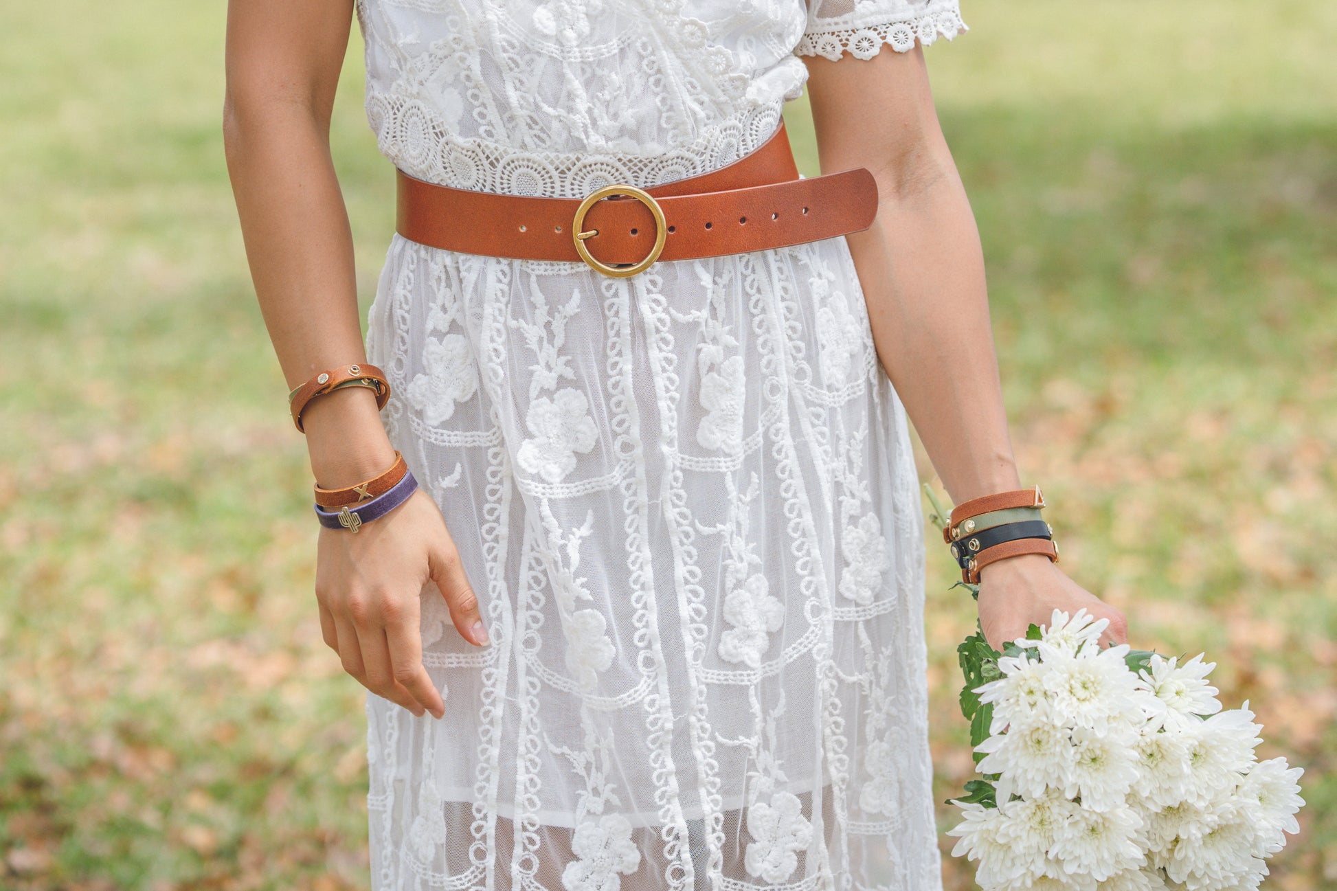 5032 - Wide Brass-Toned Ring Buckle Leather Belt - Wholesale Belt - Most Wanted USA