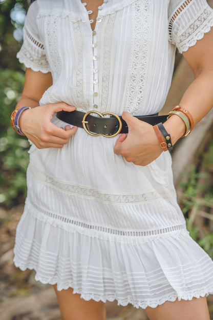 5028 - Double Circle Buckle Leather Belt - Wholesale Belt - Most Wanted USA