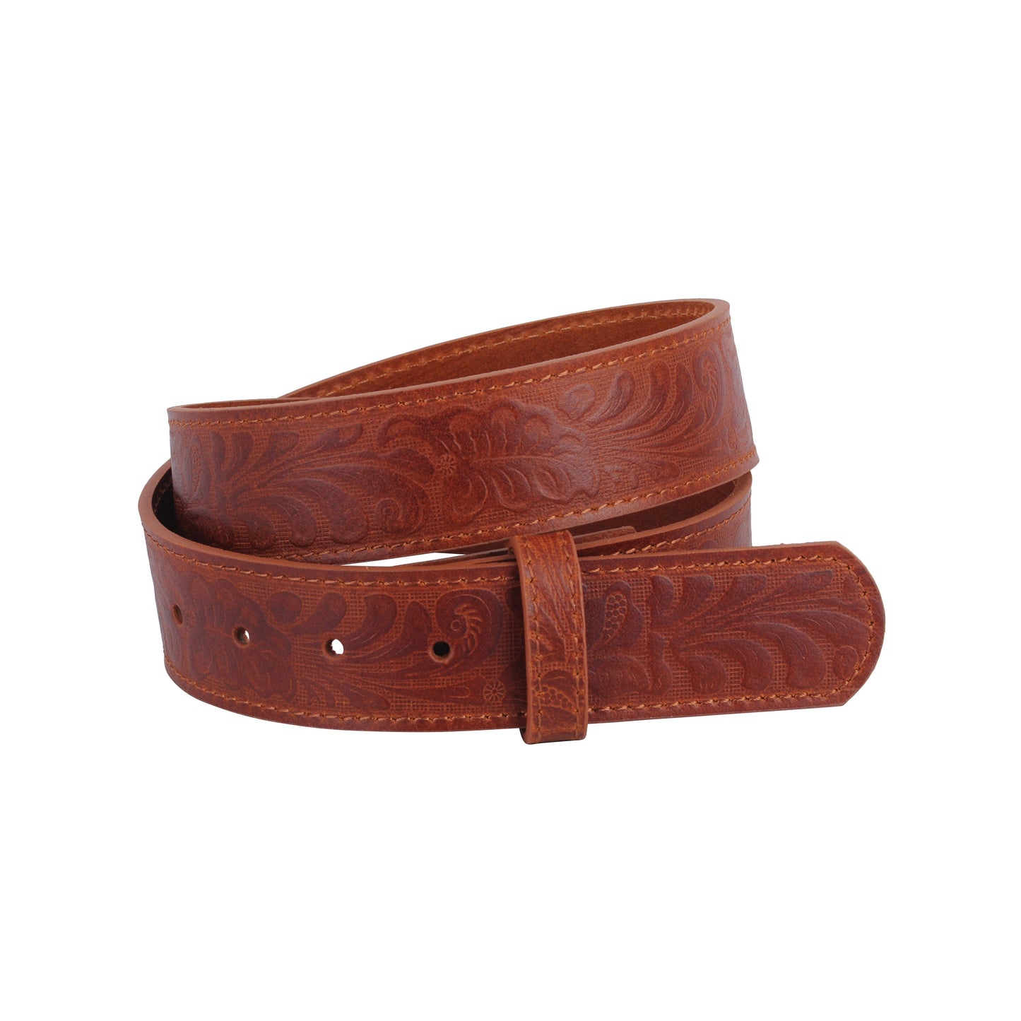 11-TAN-S 11 - Western Tooled Snap On Belt Strap - Wholesale Belt - Most Wanted USA
