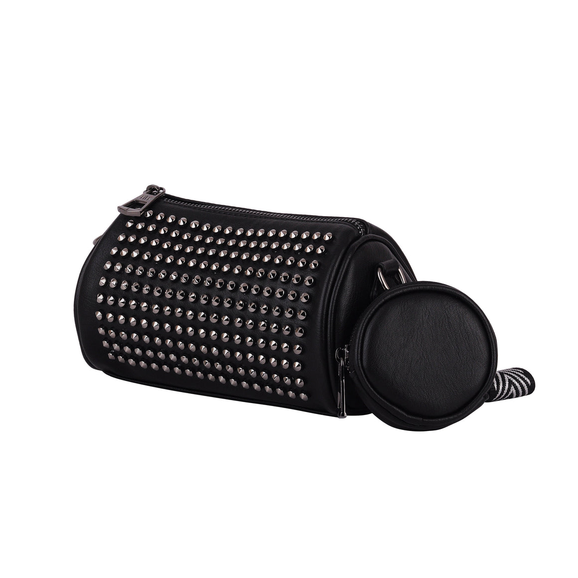 1323- Oval Studded Sling Bag with Pouch and Interchangeable Straps