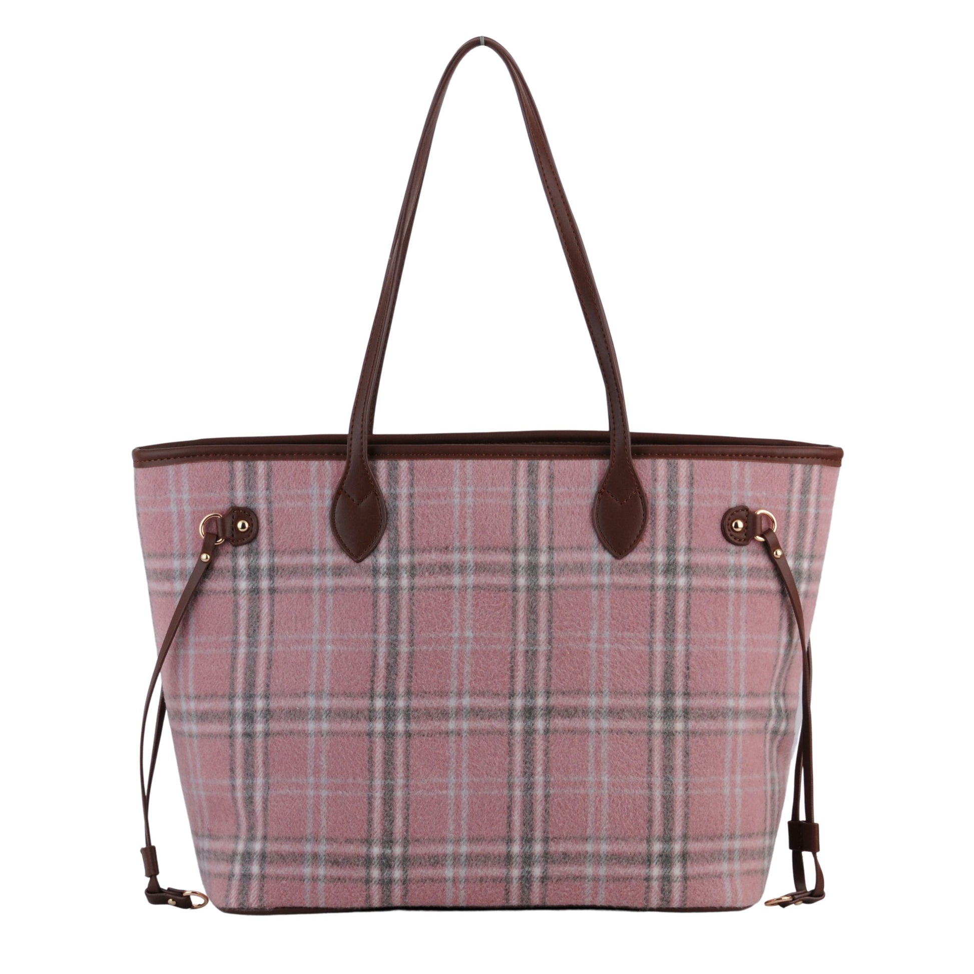 1375 - Royal Stewart Plaid Large Tote With Matching Pouch - Wholesale Handbag - Most Wanted USA