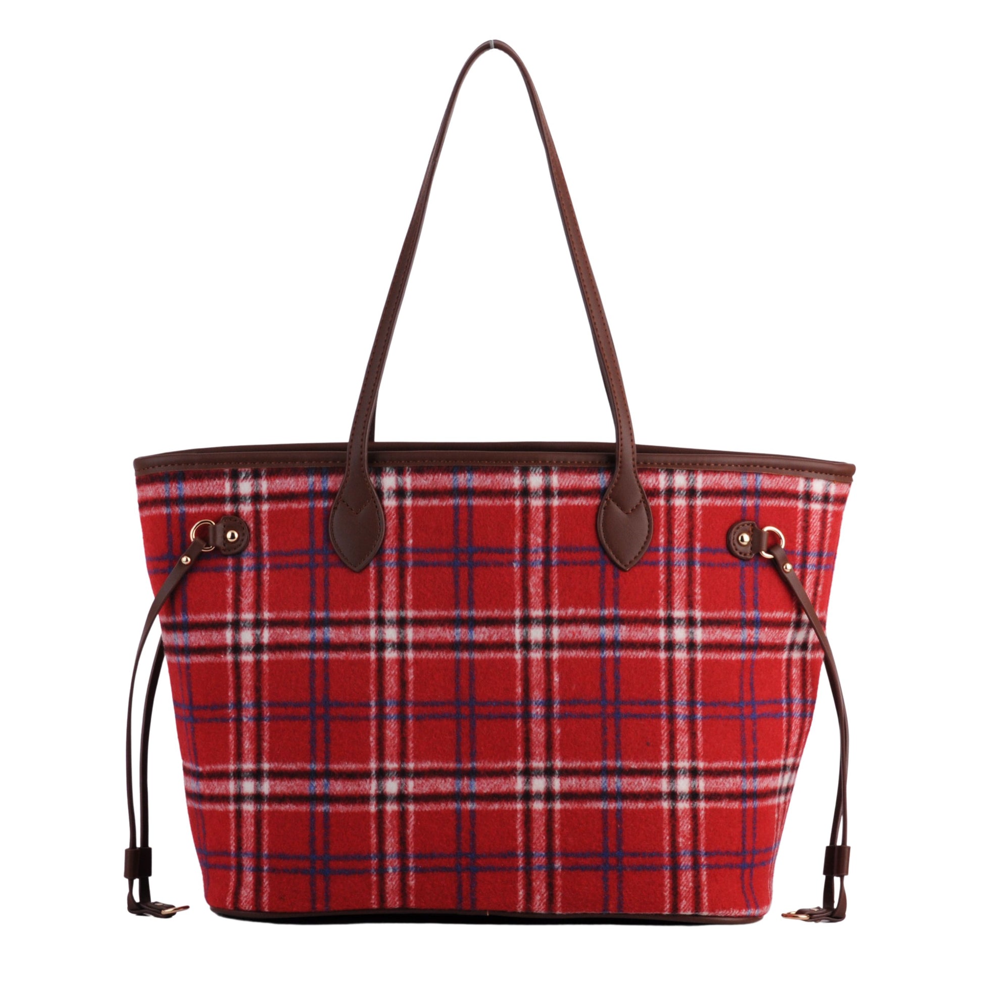 1375 - Royal Stewart Plaid Large Tote With Matching Pouch - Wholesale Handbag - Most Wanted USA