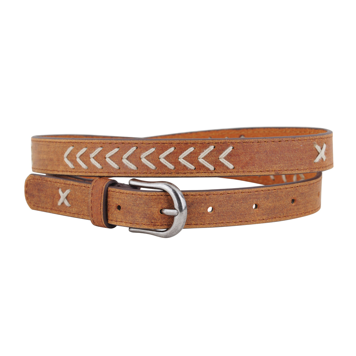 1882 - Western Stitched Skinny Leather Belt