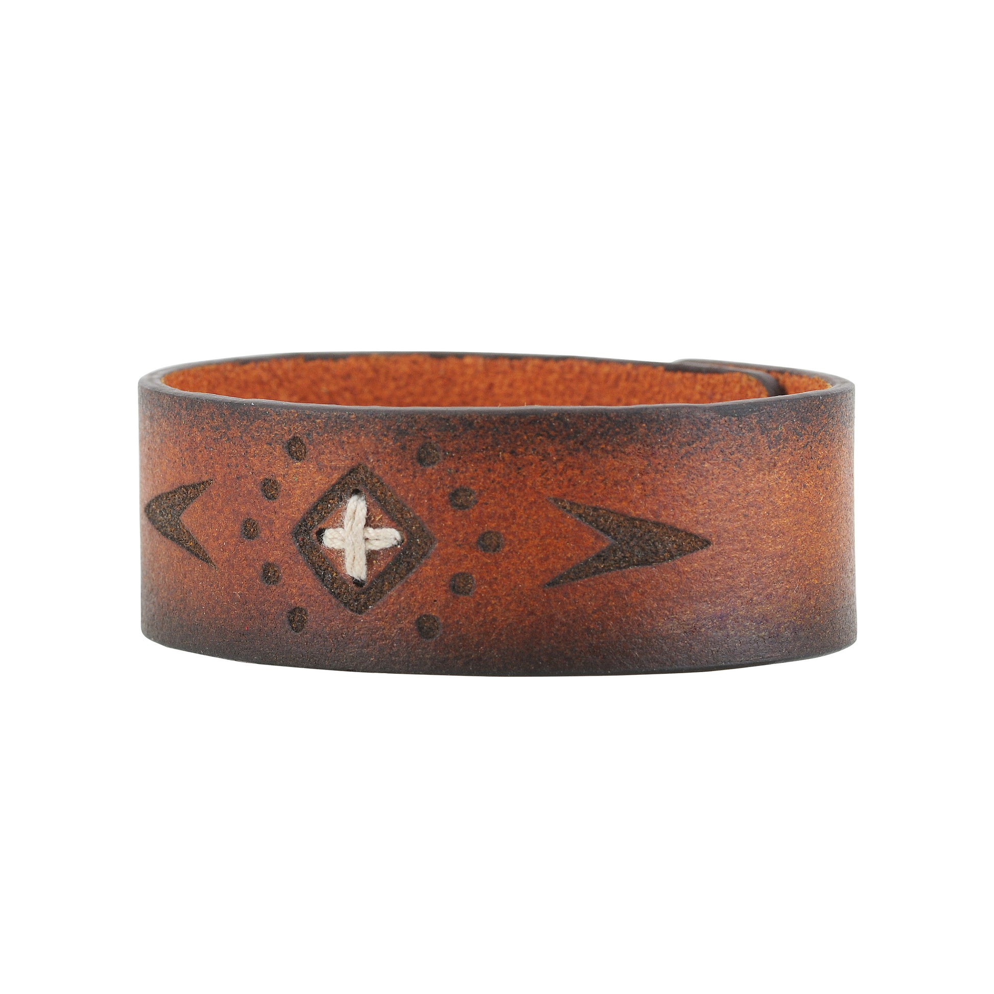 2034-BROWN 2034 - Boho Stitched Cuff - Wholesale Bracelet - Most Wanted USA