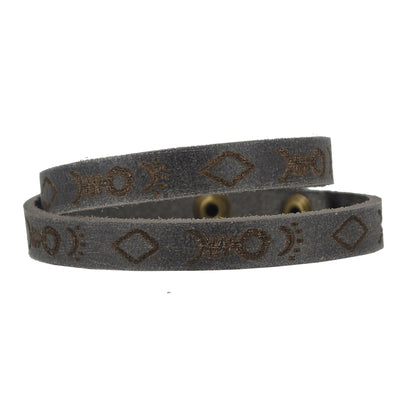 2054 - Fish Geo Leather Tooled Bracelet