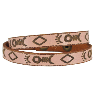 2054 - Fish Geo Leather Tooled Bracelet