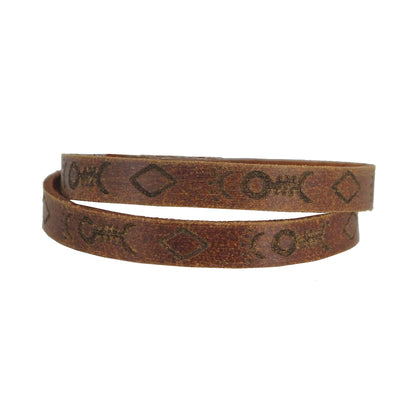 2054 - Fish Geo Leather Tooled Bracelet