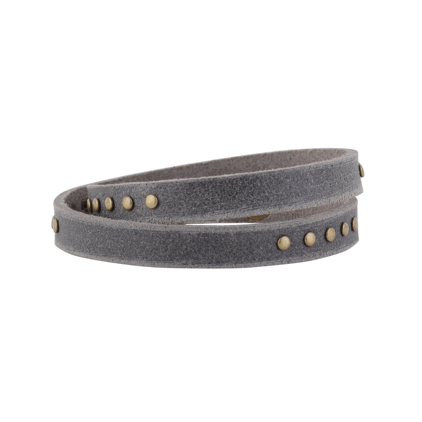 2055 - Simple Studded Double Wrap Leather Bracelet