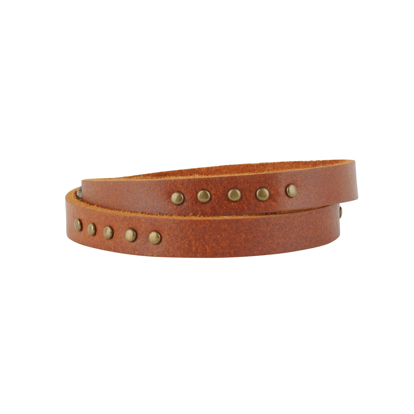 2055 - Simple Studded Double Wrap Leather Bracelet