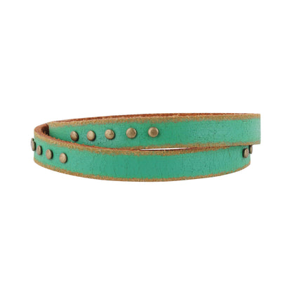 2055 - Simple Studded Double Wrap Leather Bracelet