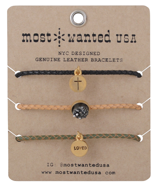 2068-ASSORTED 2068 - Love/Faith Bracelet Set - Wholesale Bracelet - Most Wanted USA