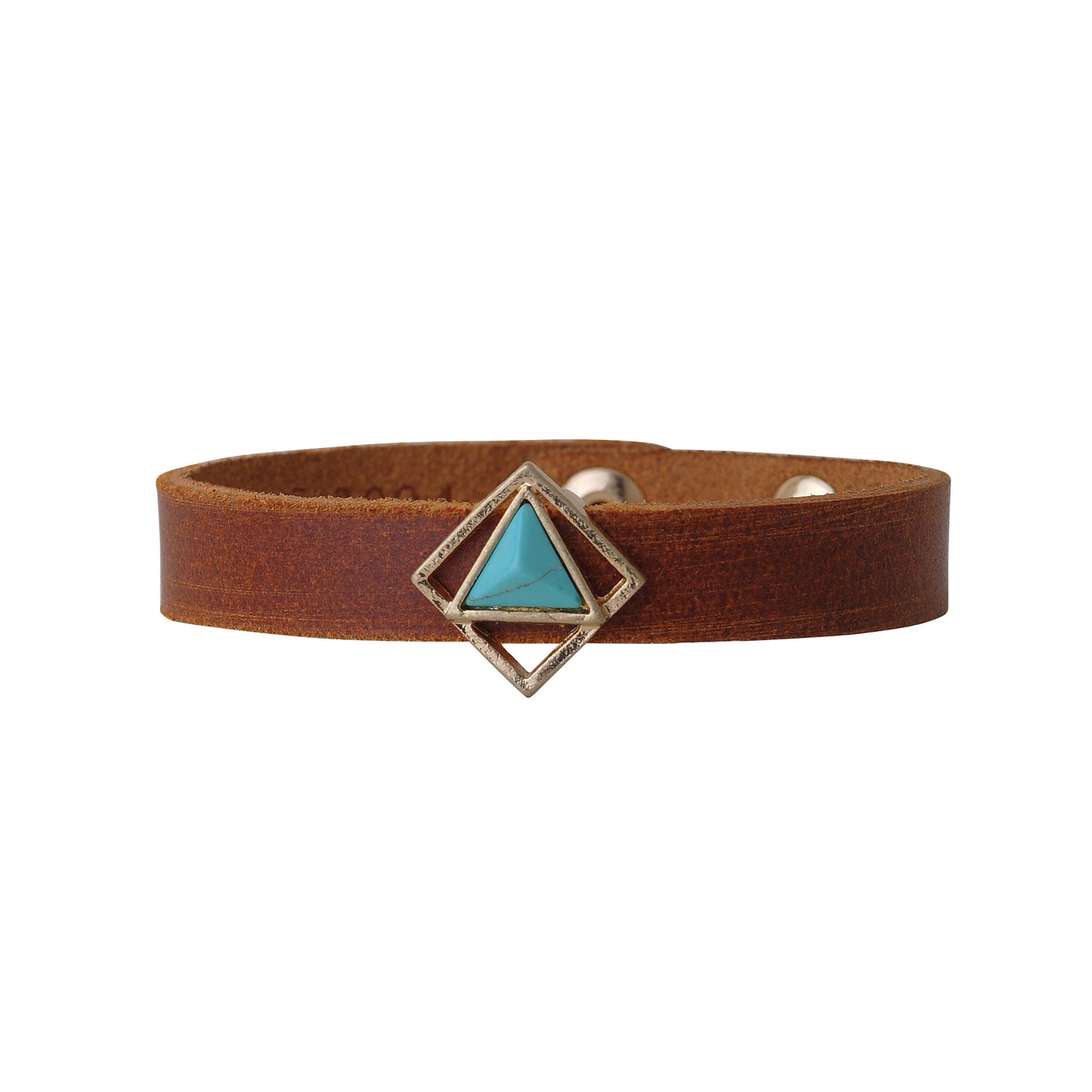 2094-TAN 2094 - Triangle Marble Stone Leather Bracelet - Wholesale Bracelet - Most Wanted USA