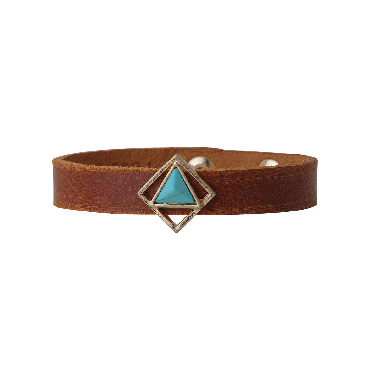2094 - Triangle Marble Stone Leather Bracelet