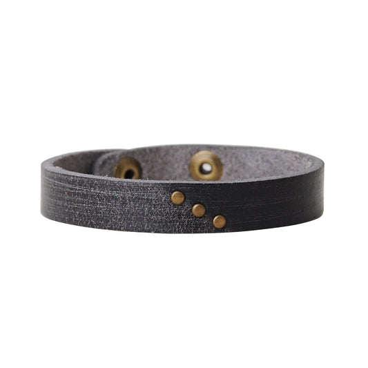 2096-BLACK 2096 - Two tone leather bracelet - Wholesale Bracelet - Most Wanted USA
