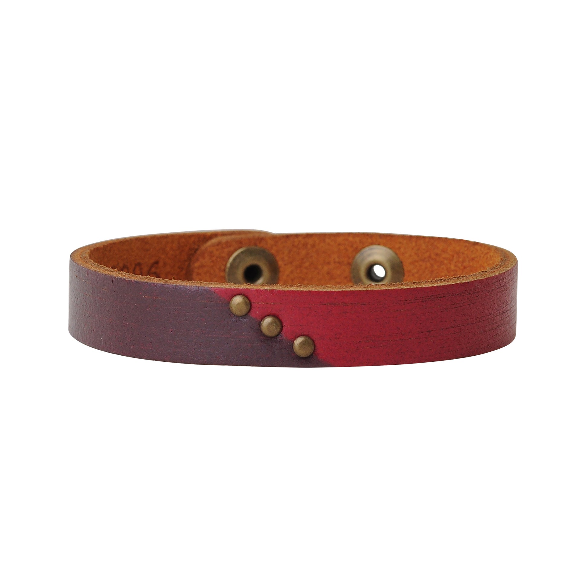2096-RED 2096 - Two tone leather bracelet - Wholesale Bracelet - Most Wanted USA