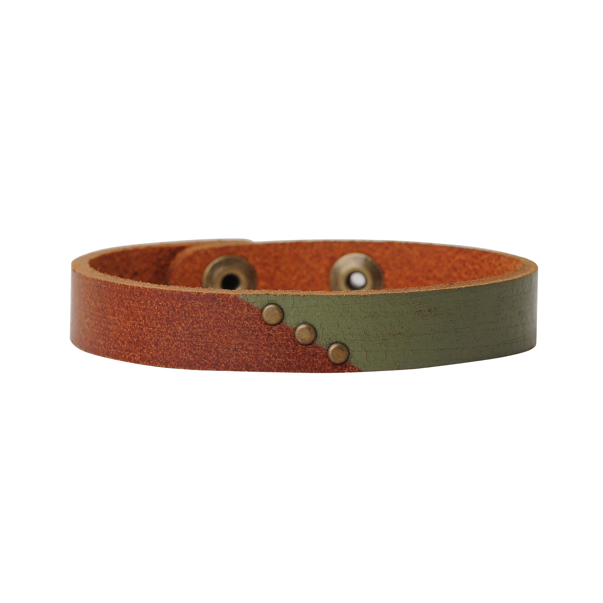 2096-TAN 2096 - Two tone leather bracelet - Wholesale Bracelet - Most Wanted USA