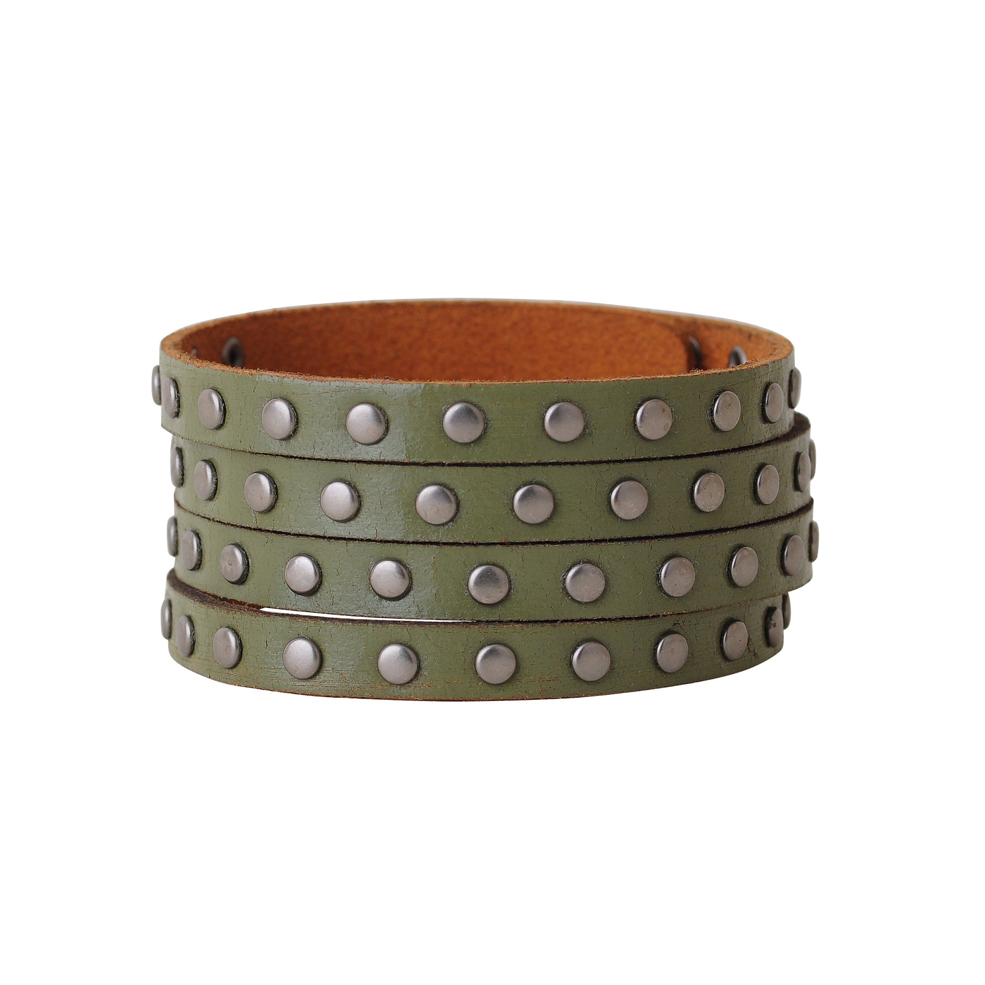 2098-OLIVE 2098 - Studded Cuff - Wholesale Bracelet - Most Wanted USA