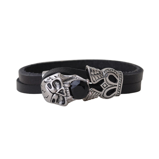 2101-BLACK 2101 - Skull Closure Bracelet - Wholesale Bracelet - Most Wanted USA