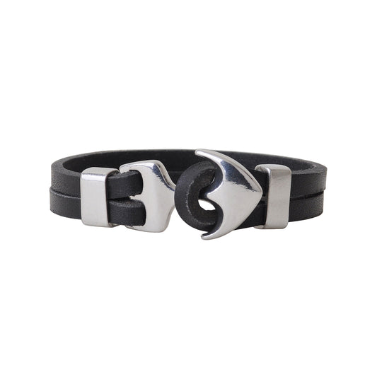 2102-BLACK 2102 - Arrow and Loop Leather Bracelet - Wholesale Bracelet - Most Wanted USA
