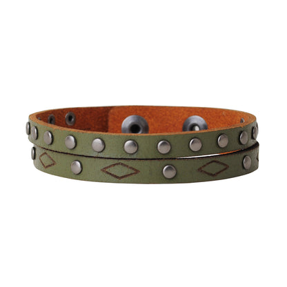 2111-OLIVE 2111 - Double stud and rhombus bracelet - Wholesale Bracelet - Most Wanted USA