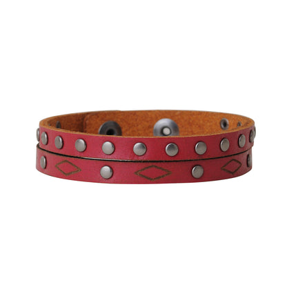 2111-RED 2111 - Double stud and rhombus bracelet - Wholesale Bracelet - Most Wanted USA