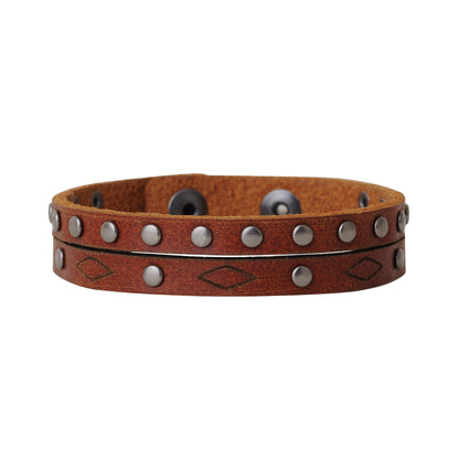 2111-TAN 2111 - Double stud and rhombus bracelet - Wholesale Bracelet - Most Wanted USA