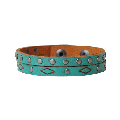 2111-TURQUOISE 2111 - Double stud and rhombus bracelet - Wholesale Bracelet - Most Wanted USA
