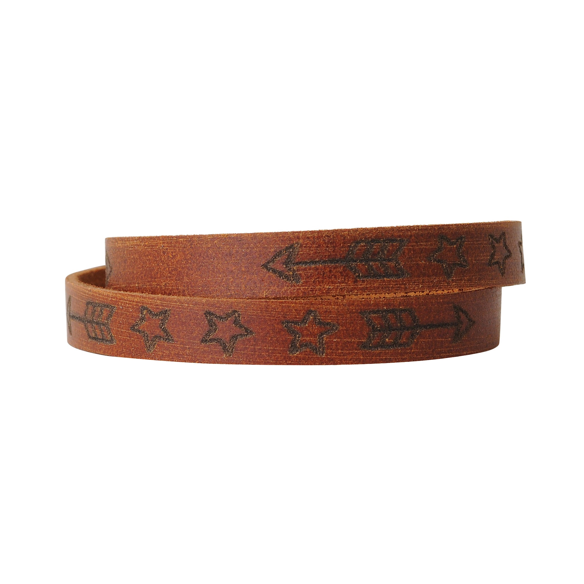 2112-TAN 2112 - Arrow and Star tooled bracelet - Wholesale Bracelet - Most Wanted USA