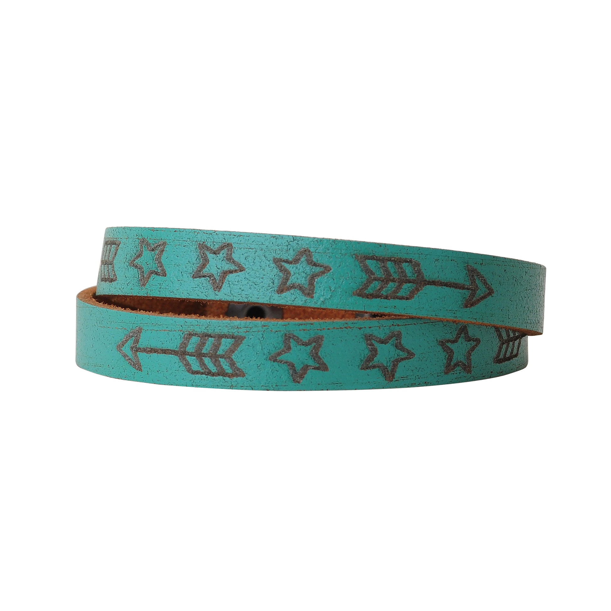 2112-TURQUOISE 2112 - Arrow and Star tooled bracelet - Wholesale Bracelet - Most Wanted USA
