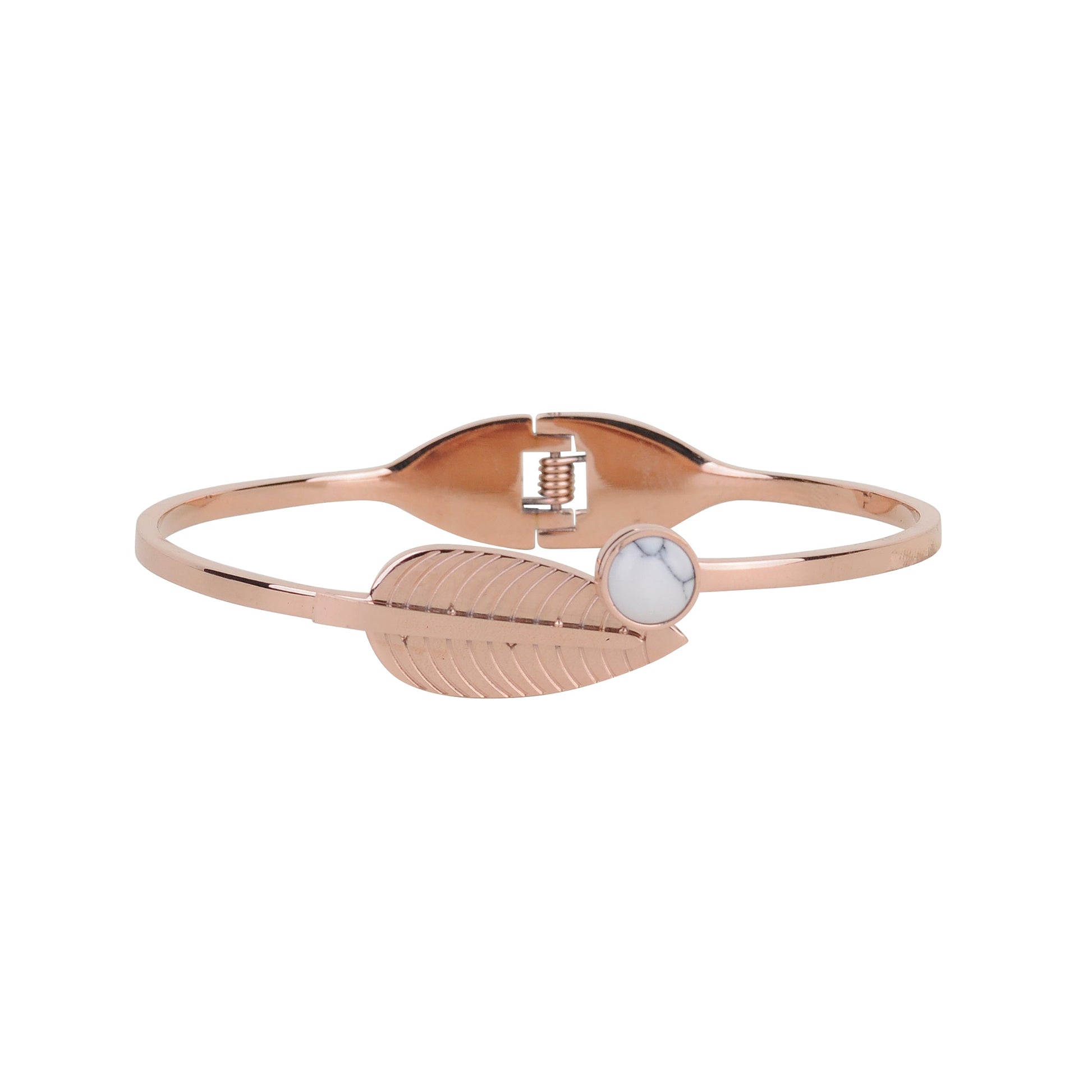 2118-ROSE GOLD 2118 - Leaf and Marble Circle Bracelet - Wholesale Bracelet - Most Wanted USA