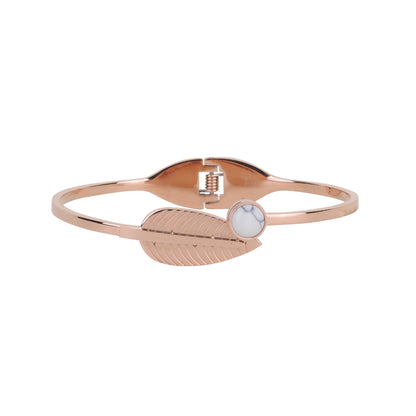 2118-ROSE GOLD 2118 - Leaf and Marble Circle Bracelet - Wholesale Bracelet - Most Wanted USA