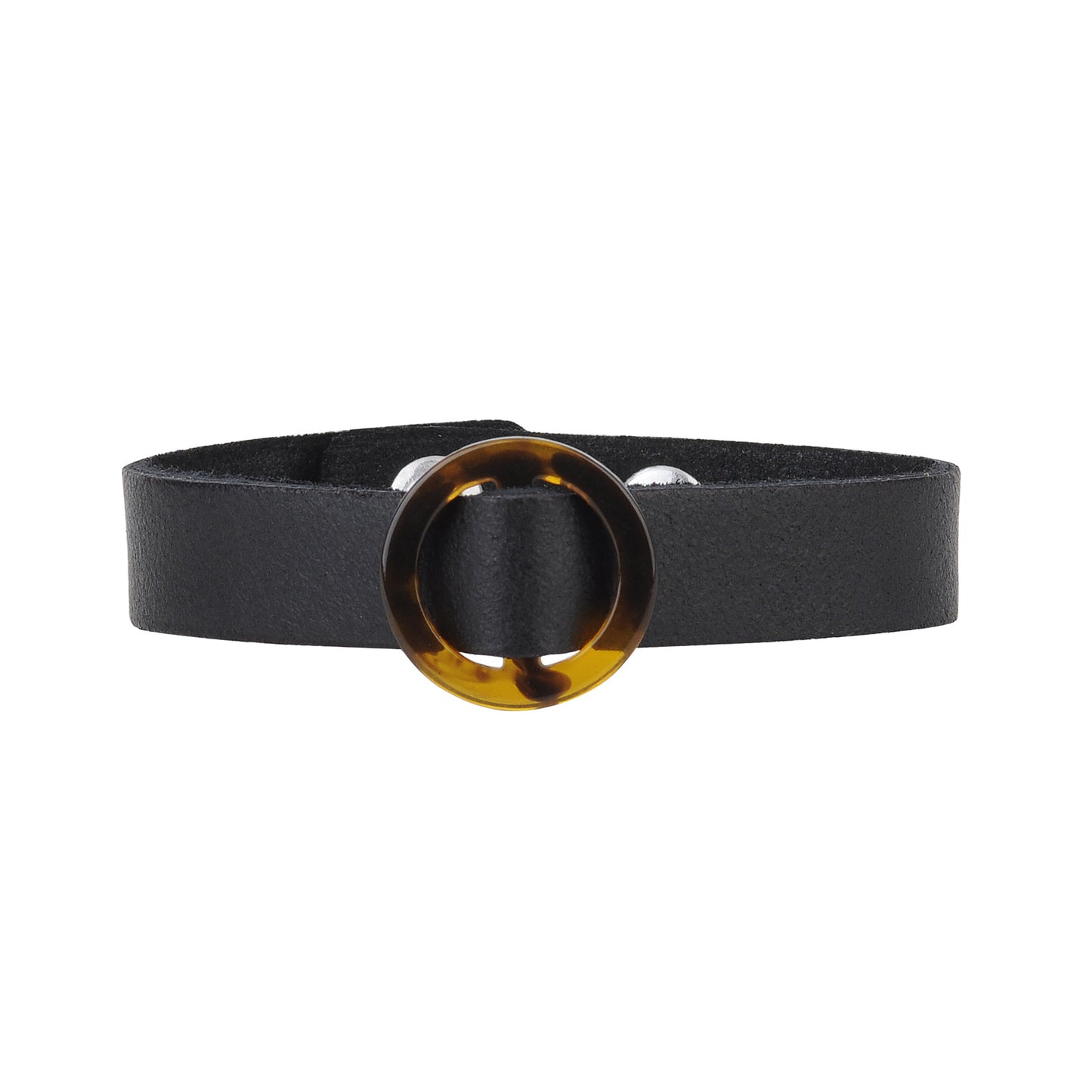2157-BLACK 2157 - Circle Resin Ornament Bracelet with Snap Closure - Wholesale Bracelet - Most Wanted USA