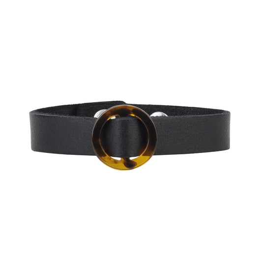 2157-BLACK 2157 - Circle Resin Ornament Bracelet with Snap Closure - Wholesale Bracelet - Most Wanted USA