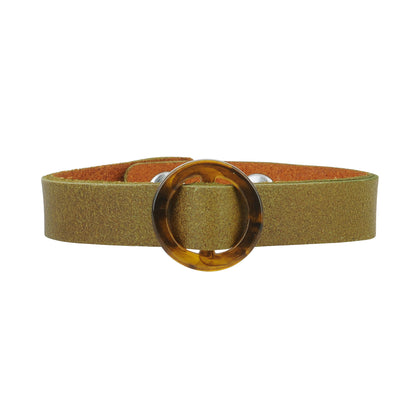 2157-OLIVE 2157 - Circle Resin Ornament Bracelet with Snap Closure - Wholesale Bracelet - Most Wanted USA