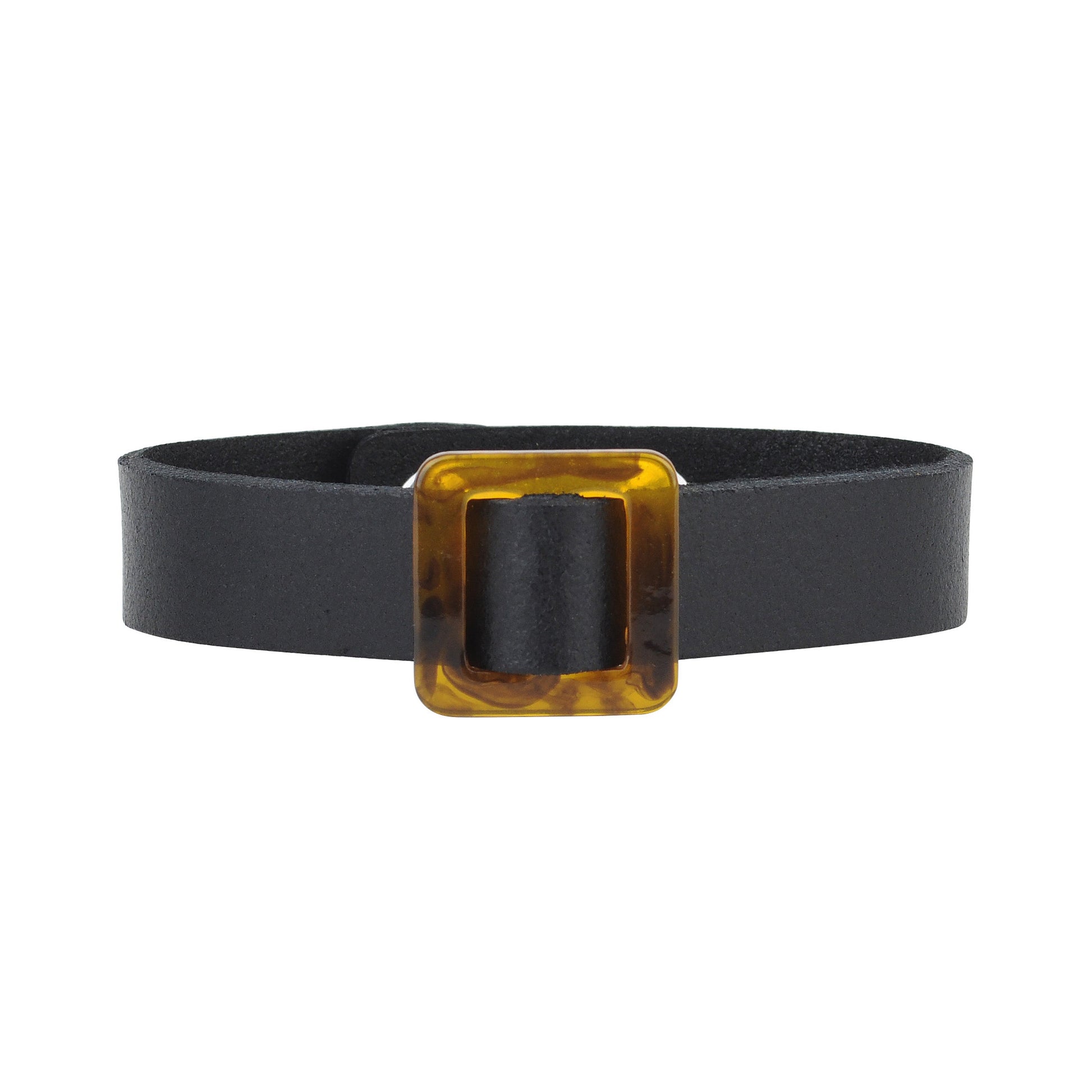2158-BLACK 2158 - Square Resin Ornament Bracelet with Snap Closure - Wholesale Bracelet - Most Wanted USA