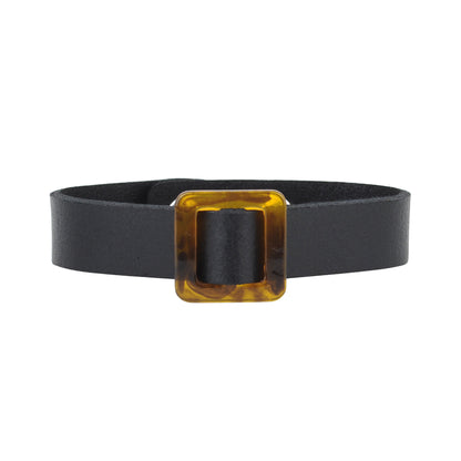 2158-BLACK 2158 - Square Resin Ornament Bracelet with Snap Closure - Wholesale Bracelet - Most Wanted USA