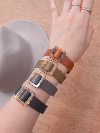 2158 - Square Resin Ornament Bracelet with Snap Closure - Wholesale Bracelet - Most Wanted USA