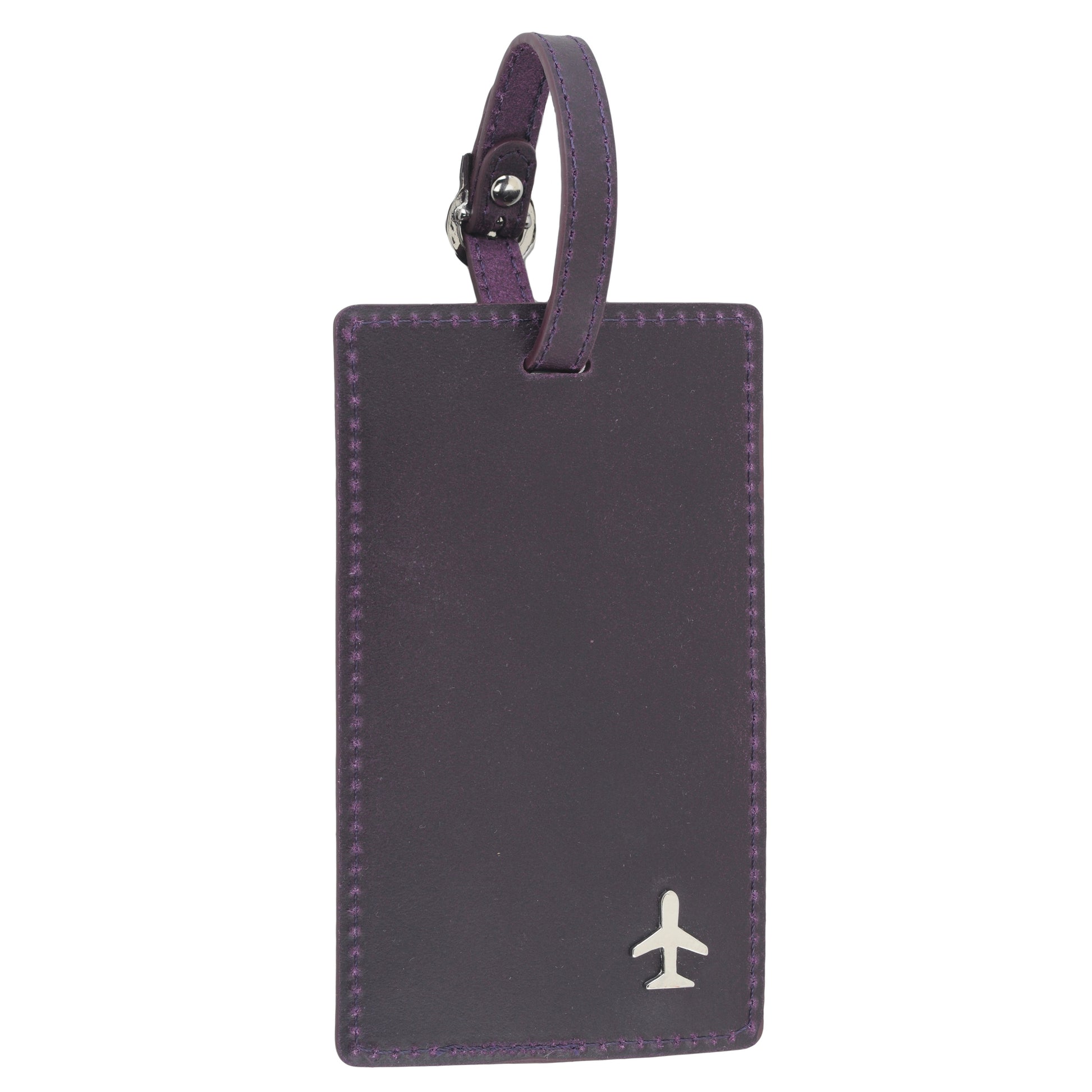4061-PURPLE 4061 - Leather Luggage Tag - Wholesale Small Leather Good - Most Wanted USA