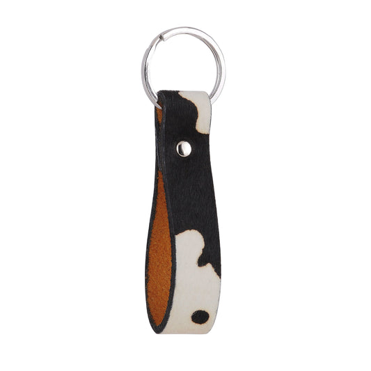 4070-BLACK 4070 - Cow Print Calf Hair Keychain - Wholesale Small Leather Good - Most Wanted USA