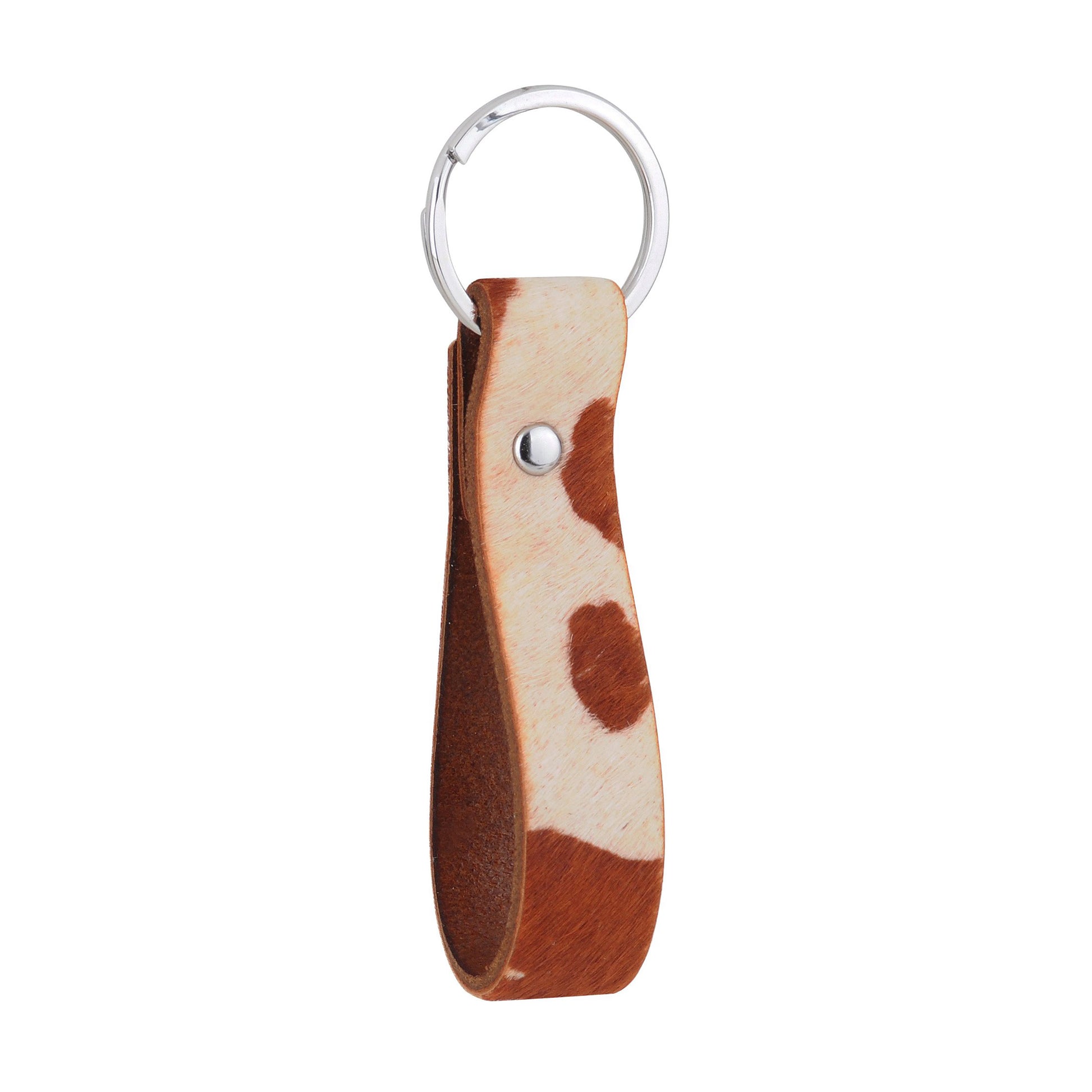 4070-TAN 4070 - Cow Print Calf Hair Keychain - Wholesale Small Leather Good - Most Wanted USA
