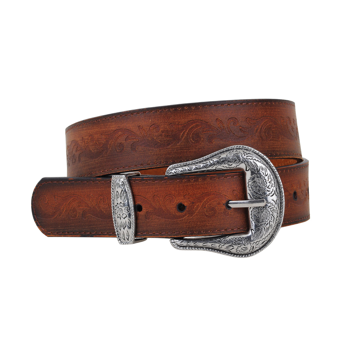 5016 - Western Vintage Floral Tooled Leather Belt