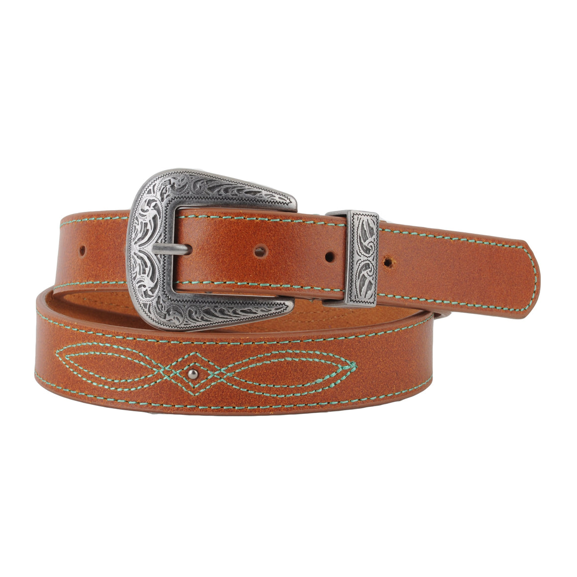 5022 - Modern Western Boho Turquoise Stitched Belt